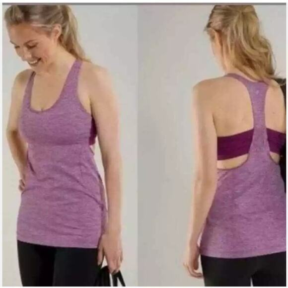 Lululemon Turbo Athletic Women's Tank Top Heathered Dewberry Purple Size 4 - Picture 1 of 10